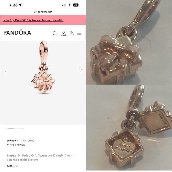 Pandora Jewelry - Pandora Rose Gold Openable Gift Charm with Bow